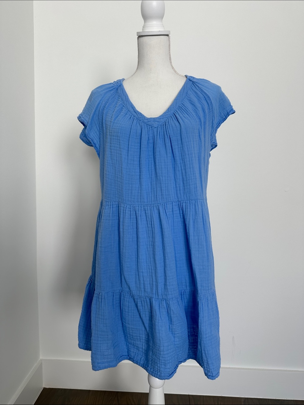 Velvet by Graham & Spencer Blue Tiered Gauze Dress